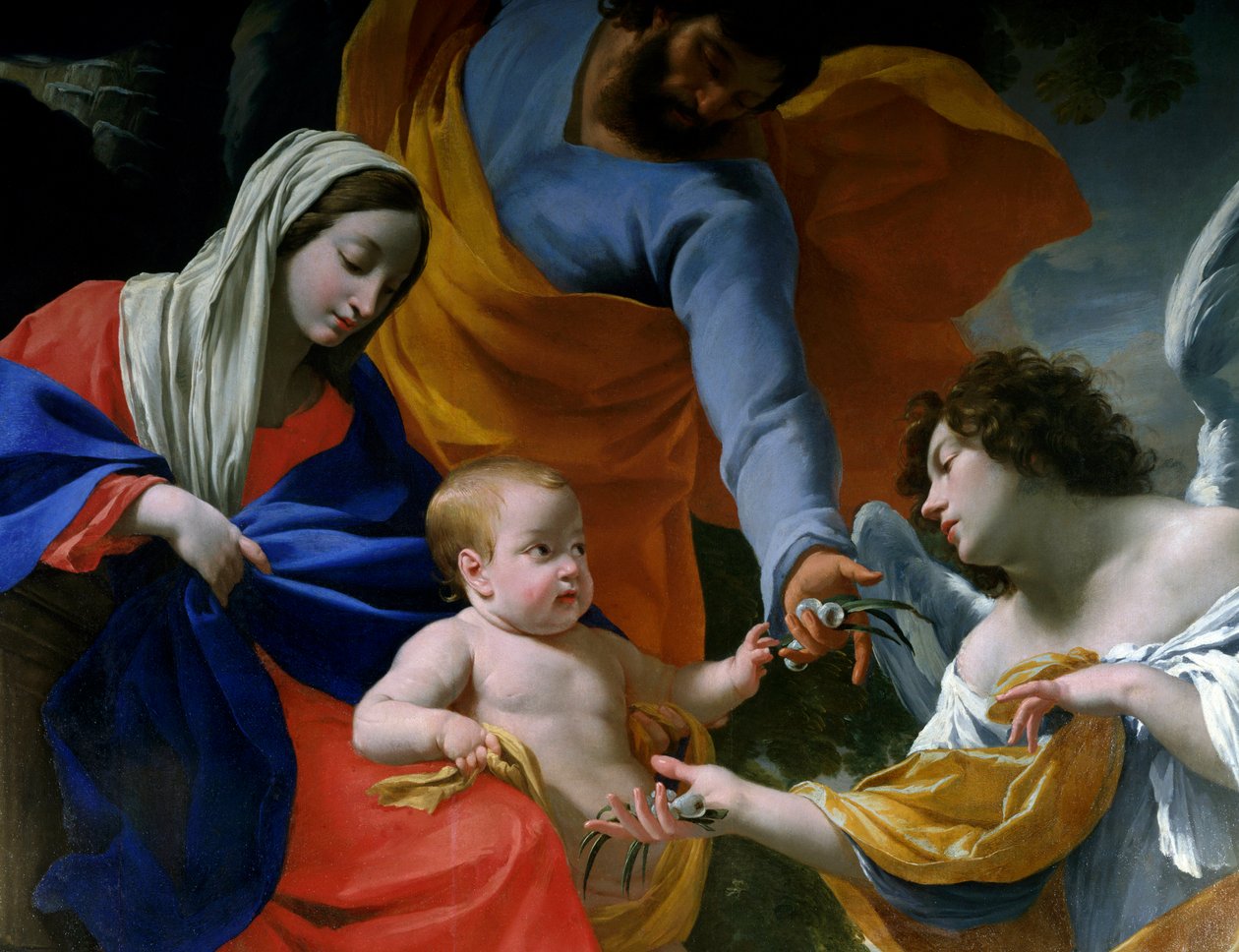The rest of the Holy Family Detail. Painting by Simon Vouet (1590-1649) 1639 Grenoble, Musee des Beaux Arts بواسطة سيمون فويت