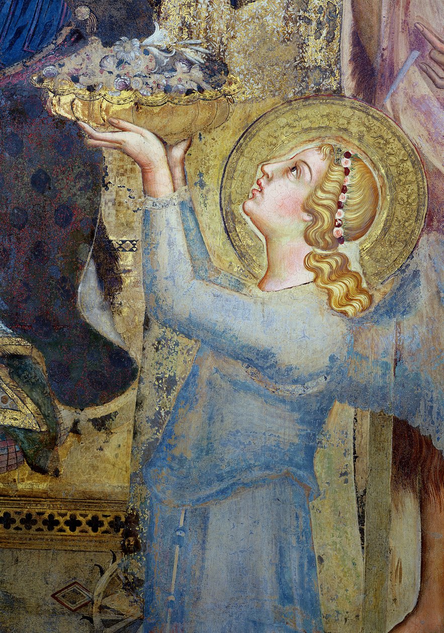 Maesta: Angel تقدم زهور للعذراء ، 1315 تفاصيل جدارية 51591 بواسطة سيمون مارتيني