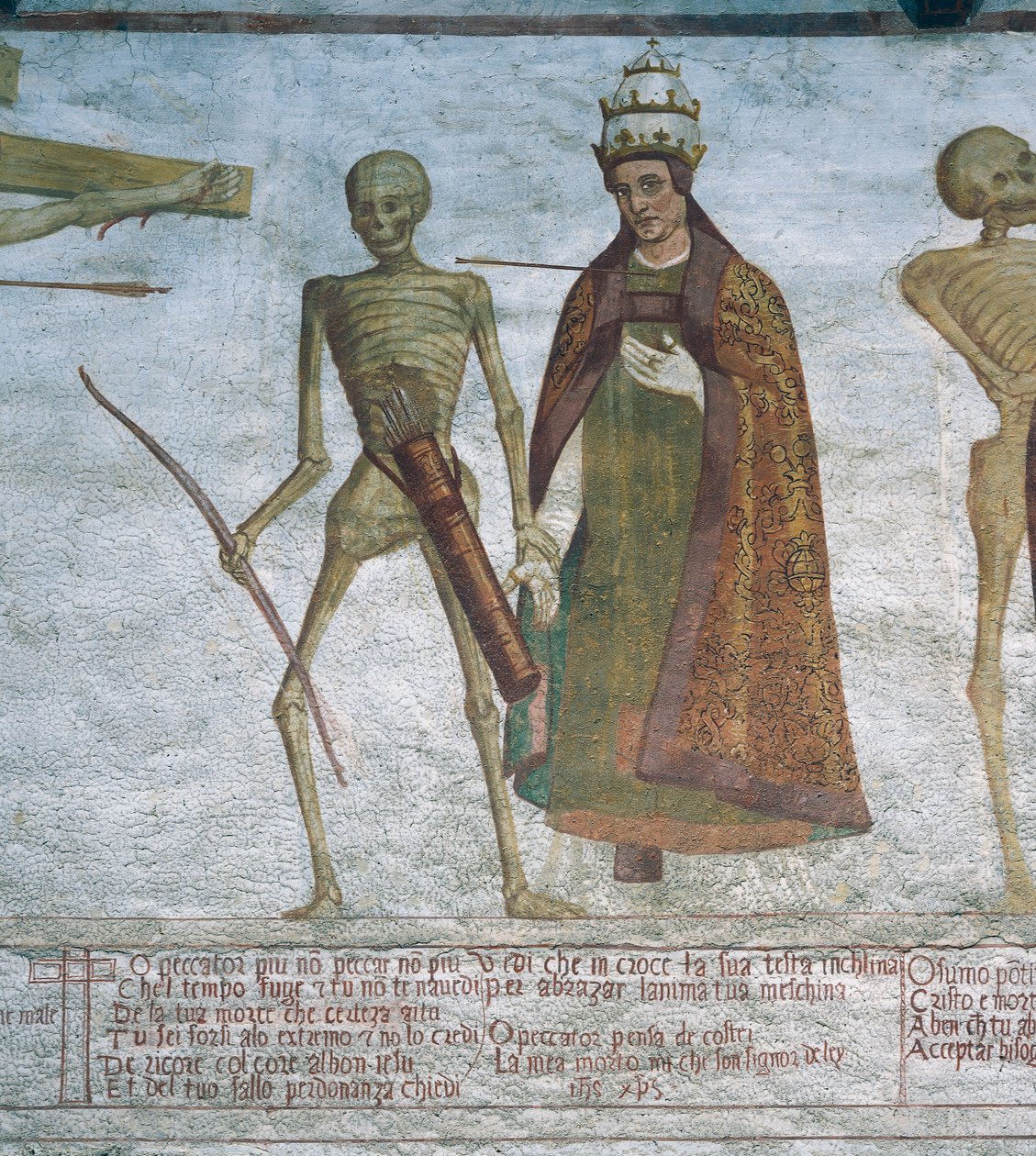 Death asking the Pope to dance, detail from The Dance of Death بواسطة سيمون الثاني باشينيس