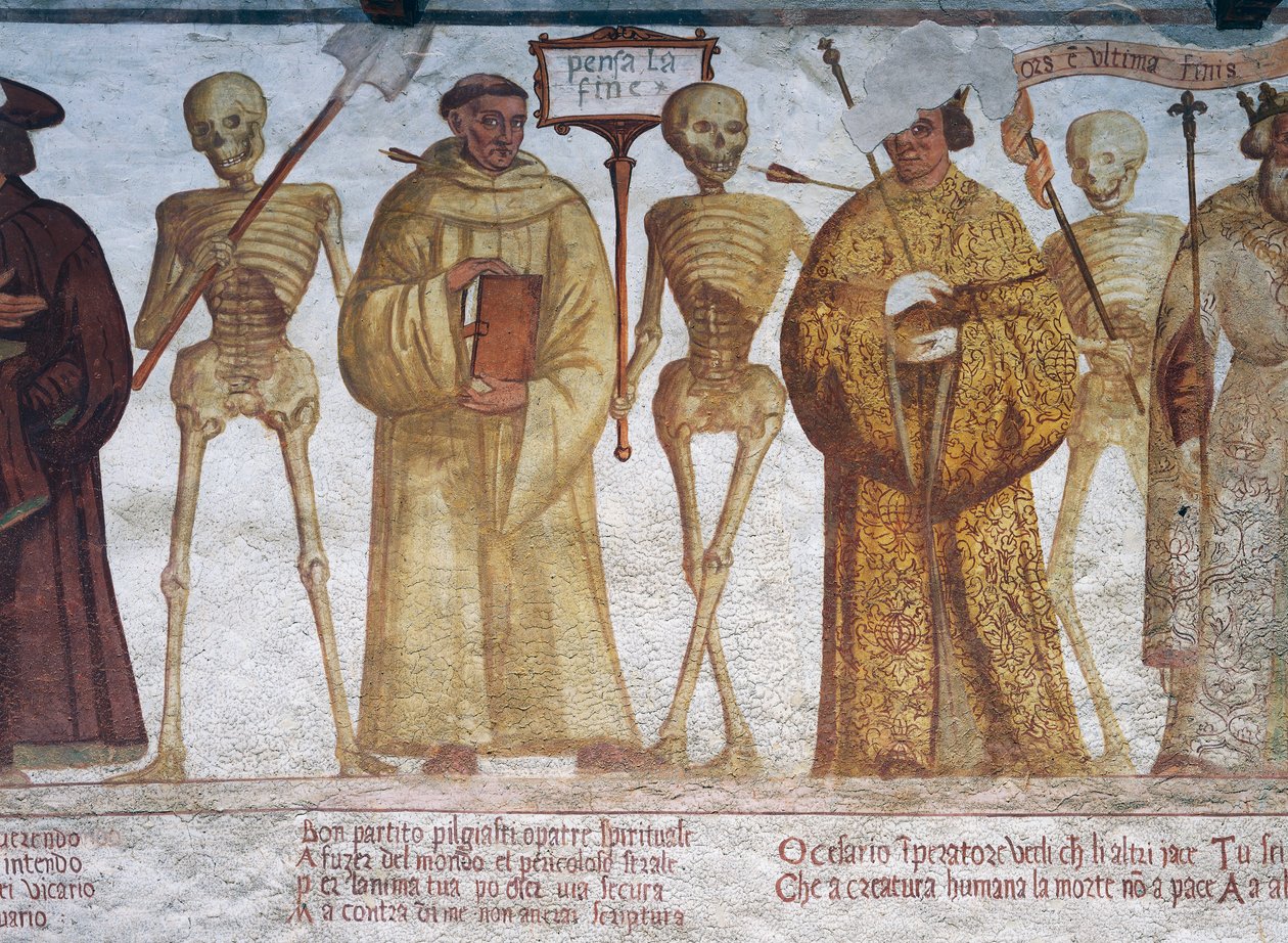 Death with the Monk, detail from The Dance of Death بواسطة سيمون الثاني باشينيس