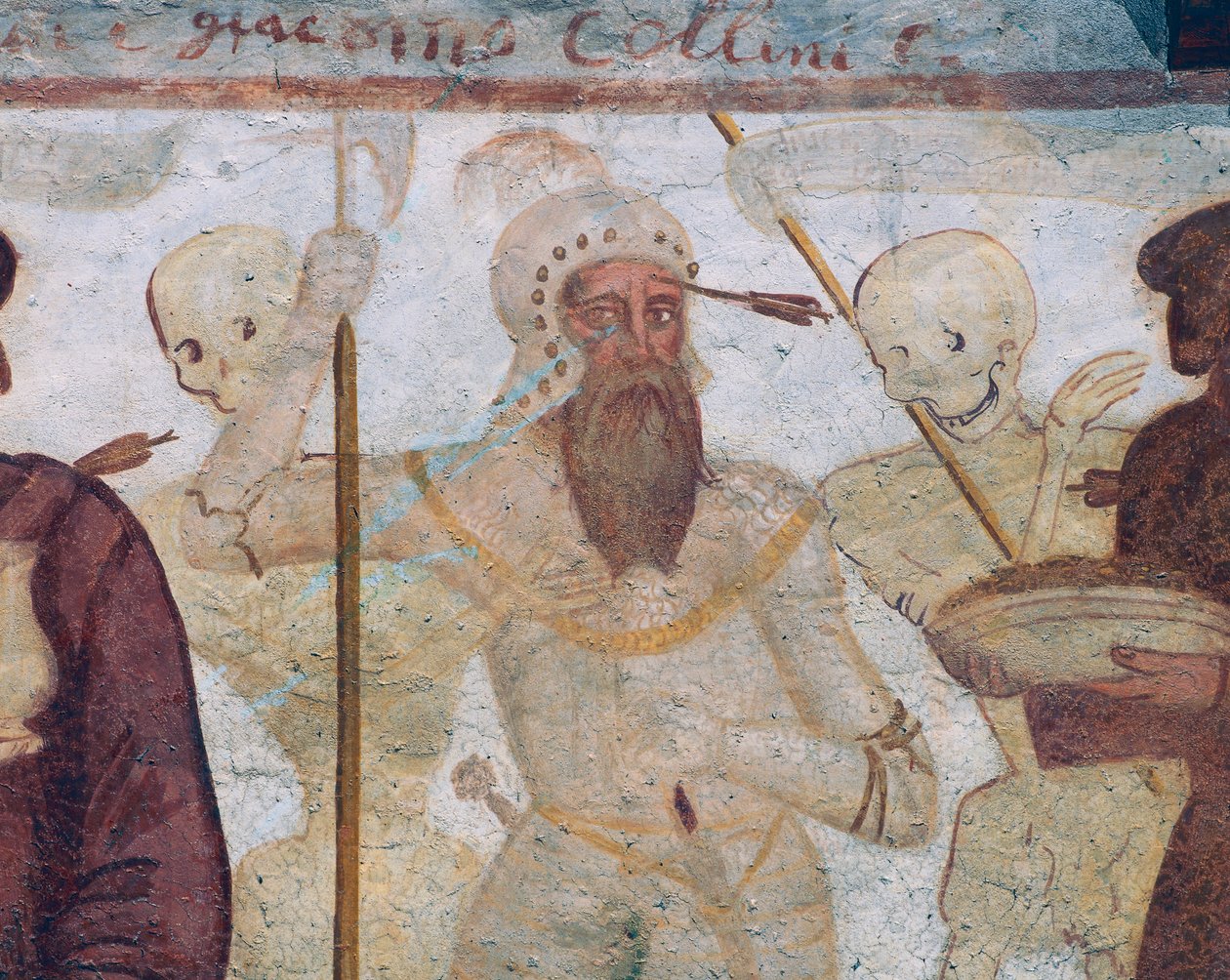 Death with the warrior (the hero), detail from The Dance of Death بواسطة سيمون الثاني باشينيس