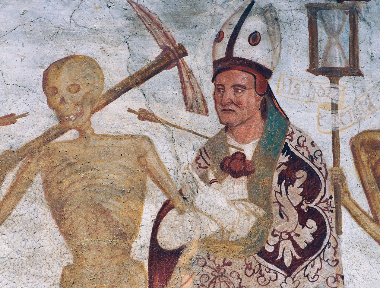 The Bishop and Death, detail from The Dance of Death بواسطة سيمون الثاني باشينيس