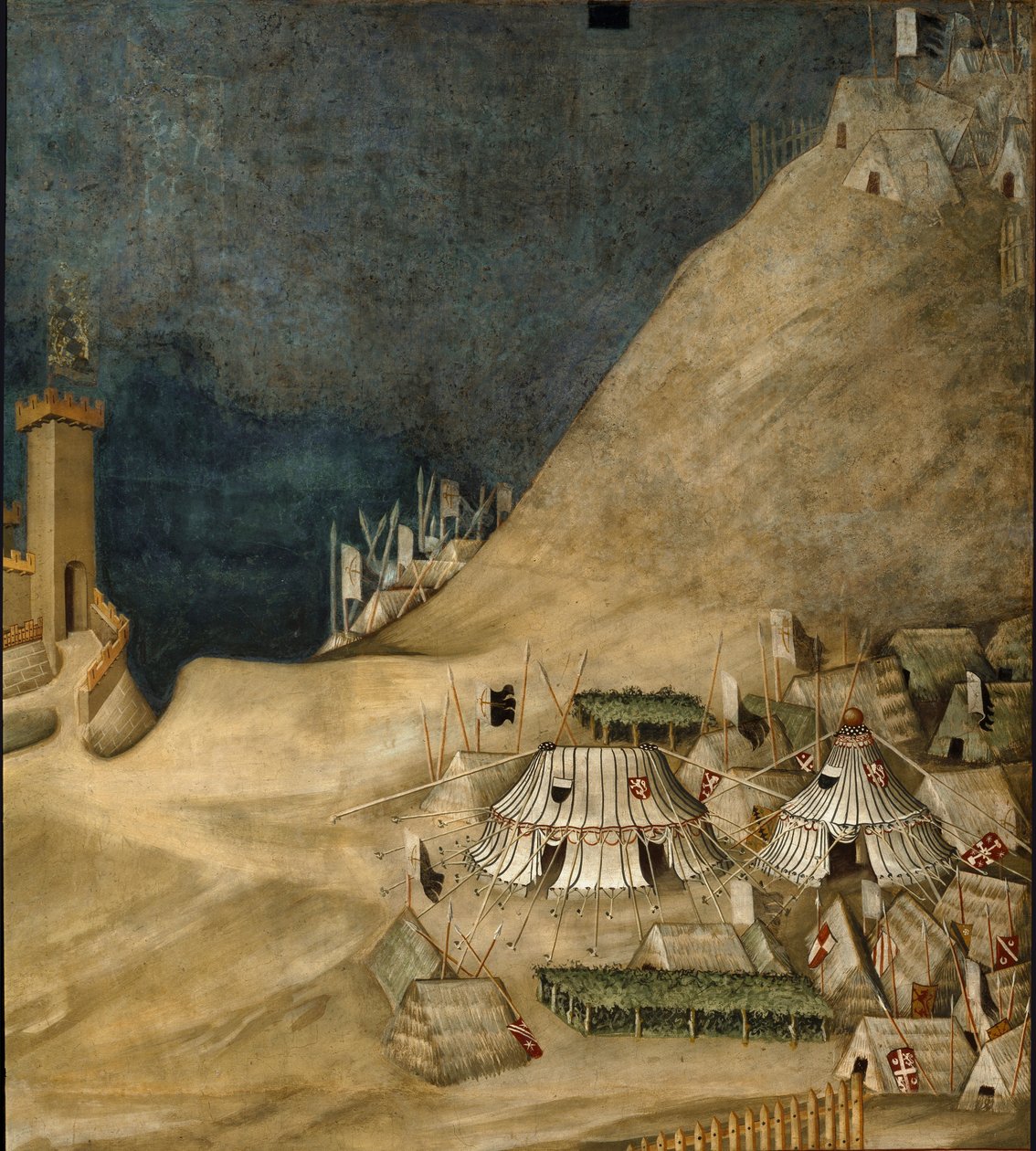 تفاصيل المعسكر العسكري خلف Guido Riccio da Fogliano ، أثناء الاستيلاء على قلعة Montemassi ، في عام 1328 (في الهواء الطلق بواسطة سيمون مارتيني