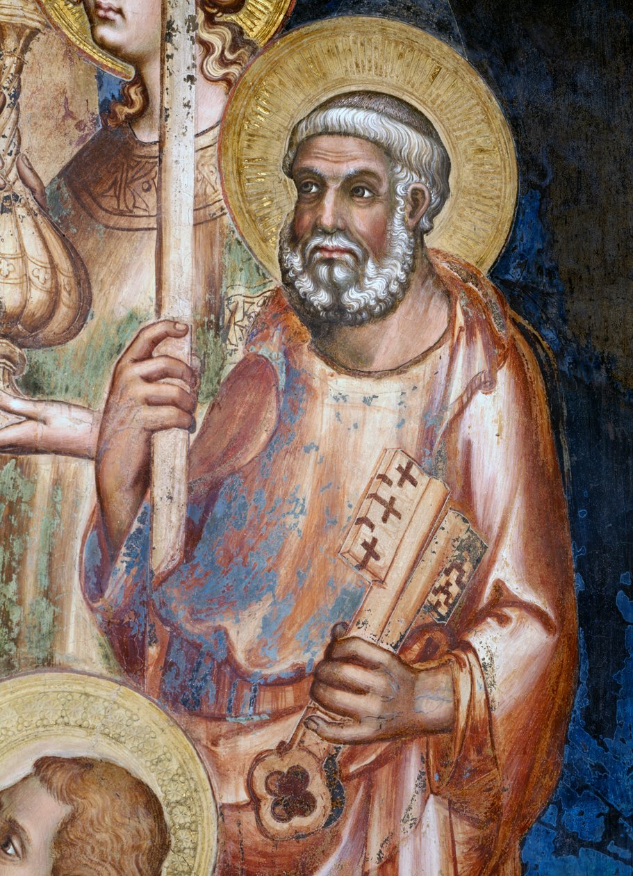 مايستا ، تفاصيل القديس بطرس ، 1315 لوحة جدارية بواسطة سيمون مارتيني