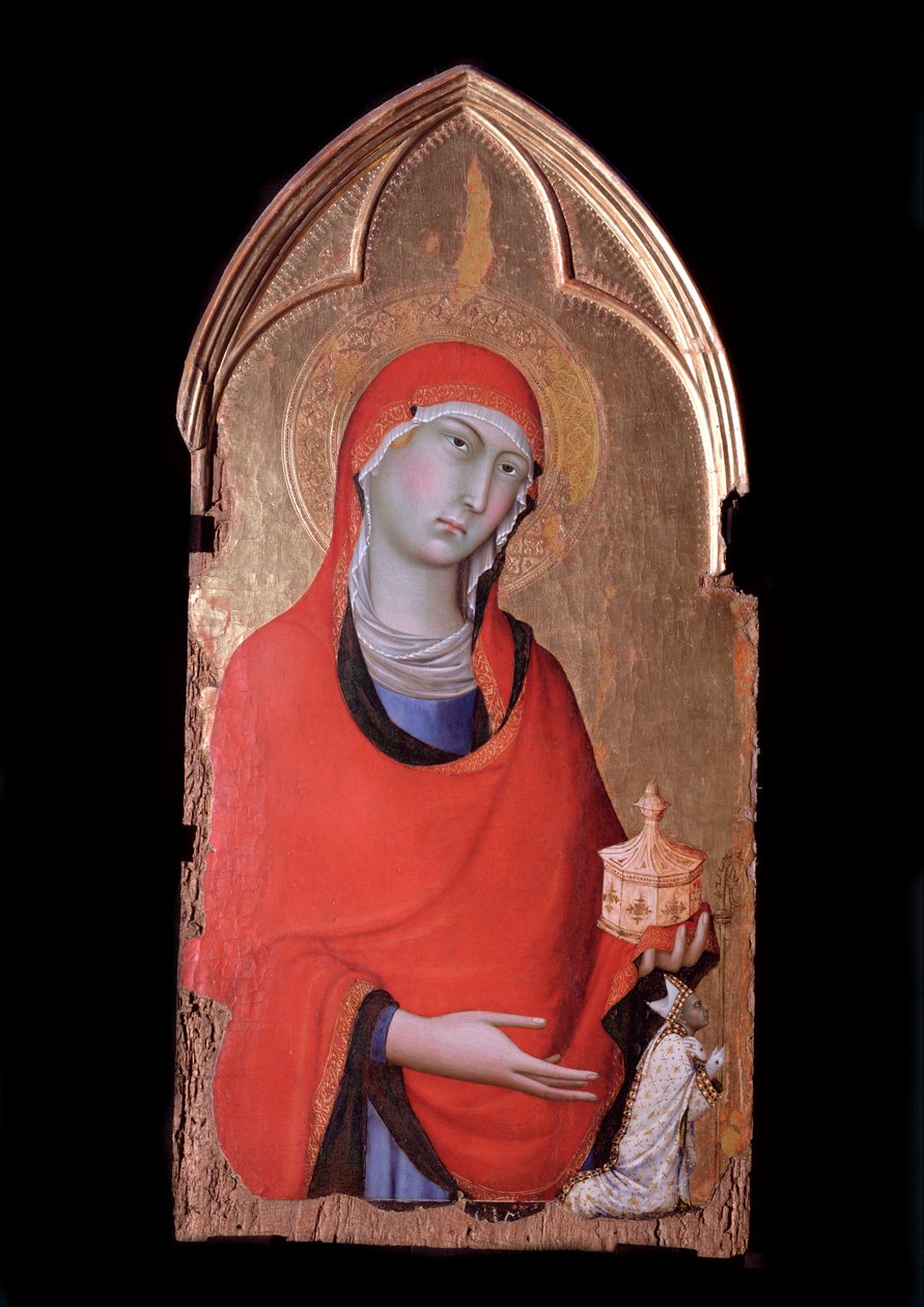 Orvieto polyptych, Mary Magdalene and the donor -Tempera on wood, c.1321 بواسطة سيمون مارتيني