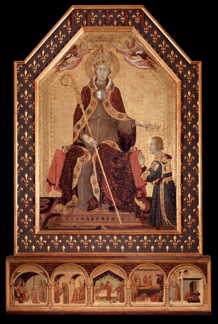 Saint Louis of Anjou (of Toulouse) crown Robert I of Naples (1277-1343) Painting by Simone Martini (ca. 1284-1344) 1317 Dim 200x138 cm Naples, Museo Nazionale di Capodimonte, inv Q 34 بواسطة سيمون مارتيني