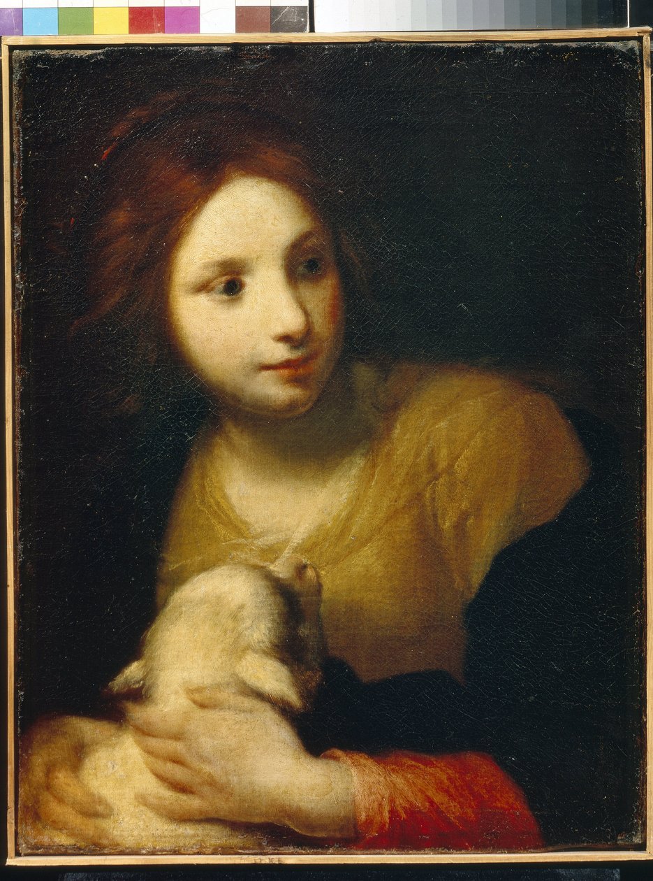 سانت أغنيس. (أغنيس روما ، مواليد 290 ، شهيدة حوالي 304). لوحة لسيمون بينوني (1611-1698) ، زيت على قماش. الفن الإيطالي (فلورنسا) بواسطة سيمون بيجوني