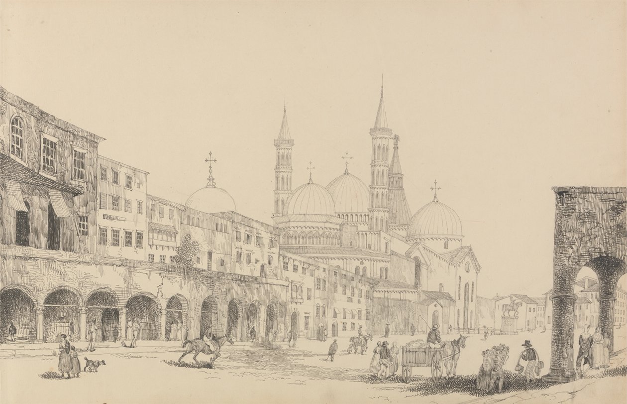 ألبوم يضم 30 منظرًا في تيرول وإيطاليا: كنيسة القديس أنطونيو - بادوفا 3 نوفمبر 1840 بواسطة السير تشارلز دي أويلي
