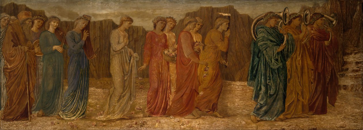 كيوبيد والنفسية - جداريات القصر الخضراء - الملك والمشيعون الآخرون يتخلون عن النفس ... ، 1881. بواسطة السير إدوارد كولي بيرن جونز