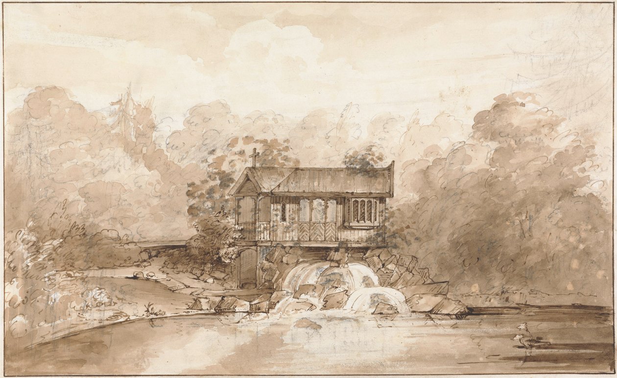 تصميم لـ Hermitage ، فيرجينيا ووتر (قلم وحبر بني فوق الجرافيت مع غسيل على الورق) بواسطة السير جيفري وايتفيل