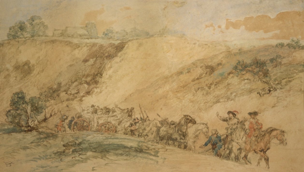 عربات الجيش في وادٍ ، c1837-1897. بواسطة السير جون جيلبرت