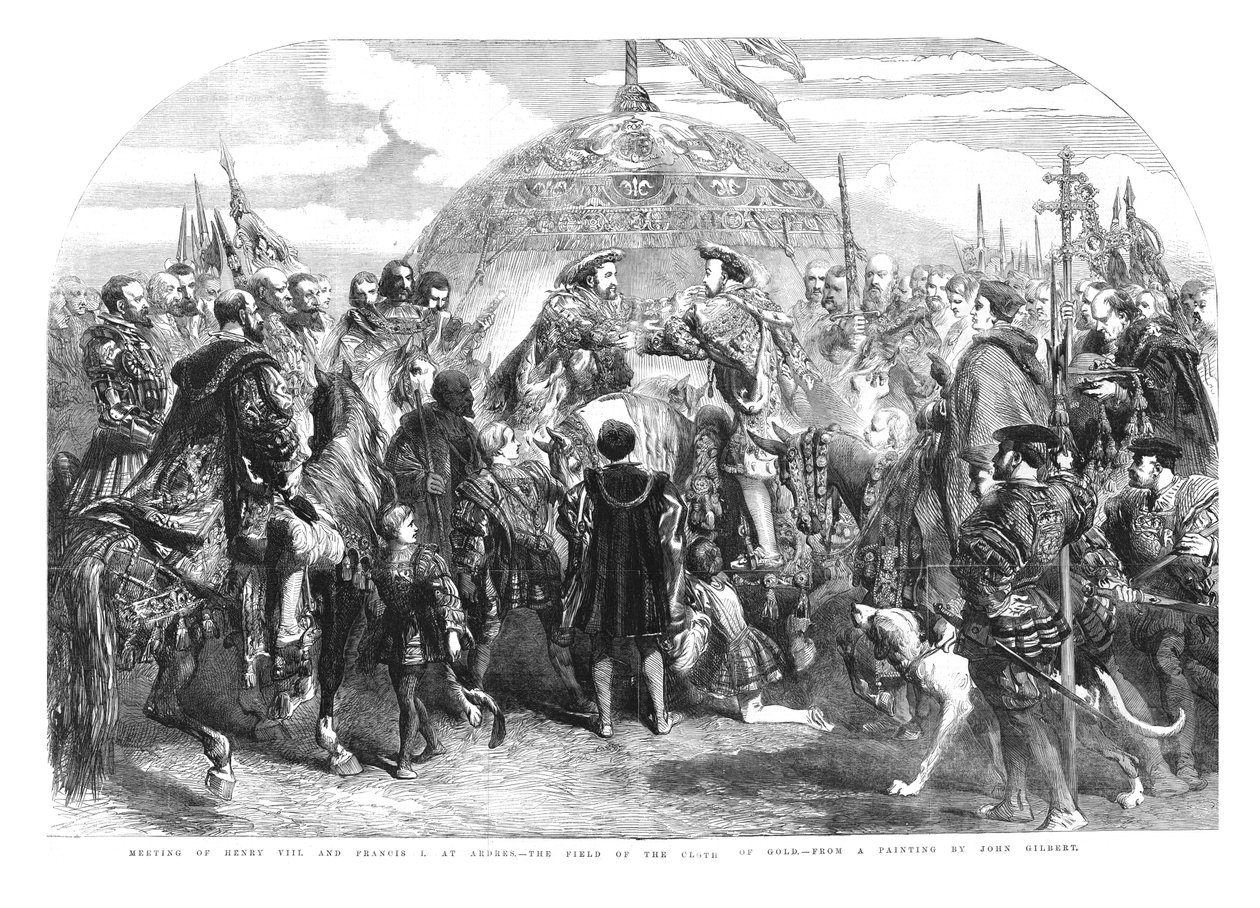 اجتماع هنري الثامن وفرانسيس الأول في Ardres - حقل قماش الذهب ، 1520 ، 1855 بواسطة السير جون جيلبرت