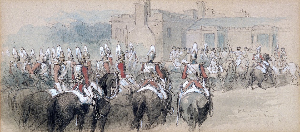 'Mounted Escort at St James's Palace' ، لندن ، 1848 بواسطة السير جون جيلبرت