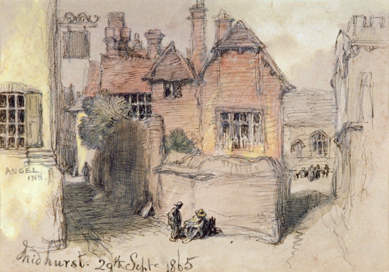 "The Angel Inn، Midhurst" ، ١٨٦٥ بواسطة السير جون جيلبرت