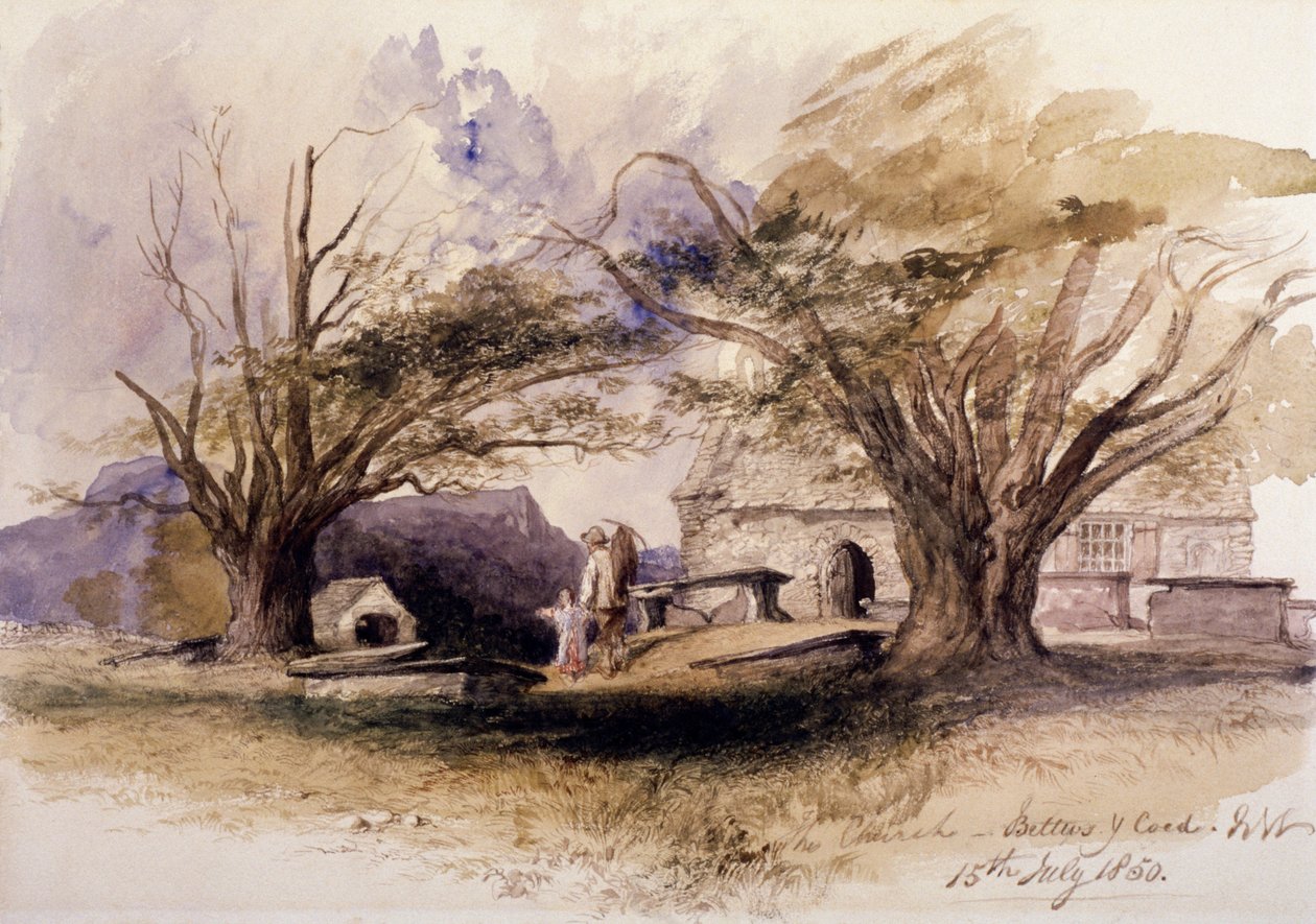 الكنيسة ، Bettws-y-Coed '، 1850 ، Bettws-y-Coed ، Gywnedd ، ويلز بواسطة السير جون جيلبرت