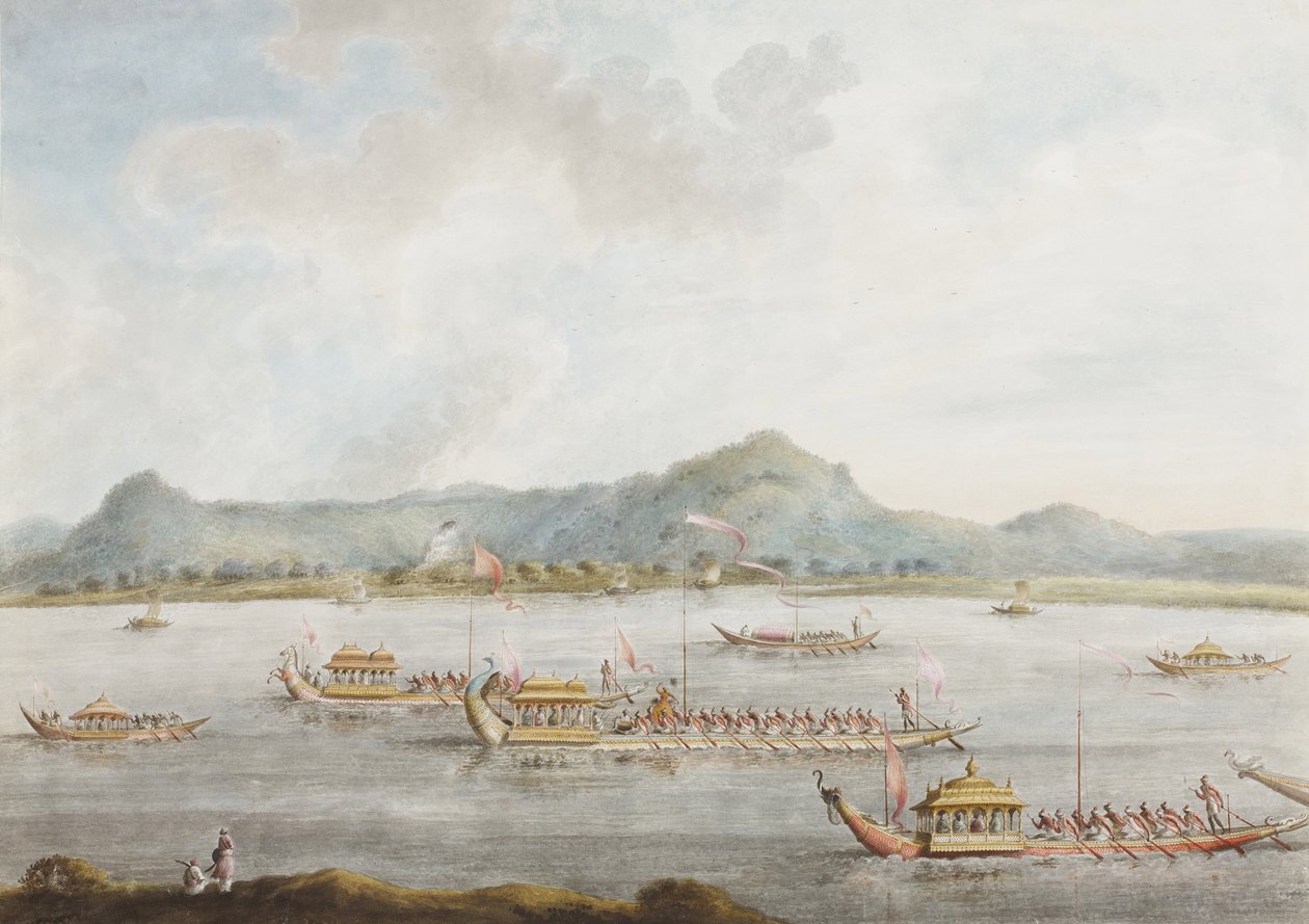نواب قوارب مرشد آباد على نهر الغانج ، 1814 (مرحاض غير شفاف على الورق) بواسطة سيتا رام