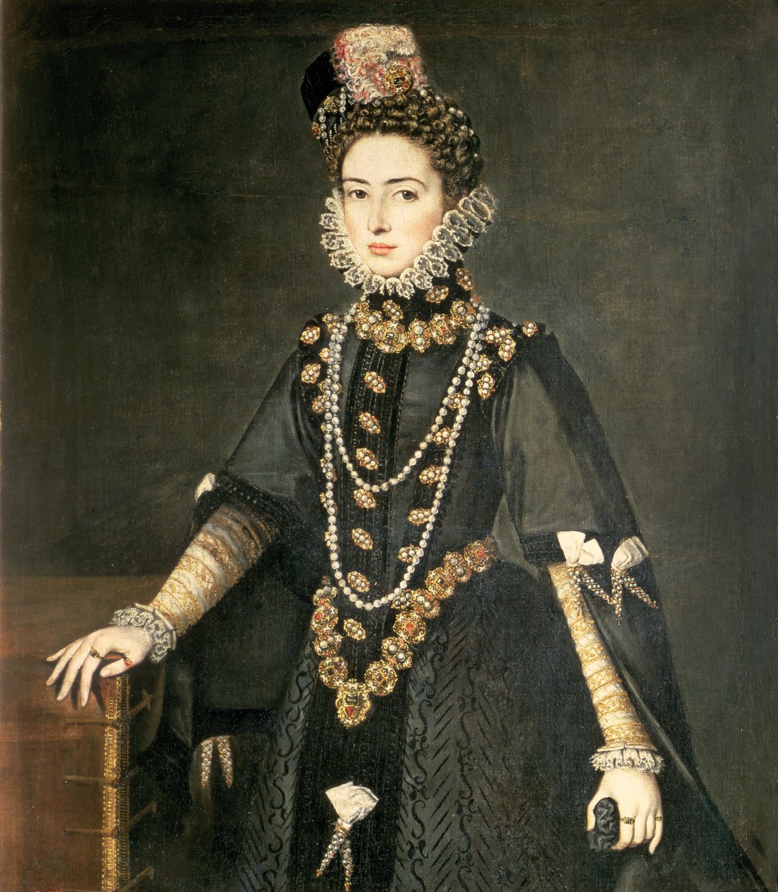 إنفانتا كاتالينا ميكايلا ، دوقة سافوي (1567-1597) ، ابنة فيليب الثاني من إسبانيا (1527-98) وإيزابيلا من فالوا (1545-68) ، تزوجت تشارلز إيمانويل ، دوق سافوي ، 1584 بواسطة سوفونيسبا أنجويسولا