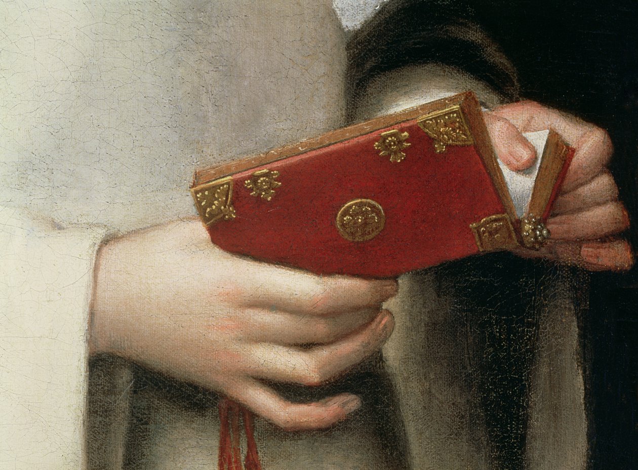 صورة لأخت الفنانة في ثوب الراهبة ، تفاصيل كتاب صلاتها (تفاصيل 79749) بواسطة سوفونيسبا أنجويسولا