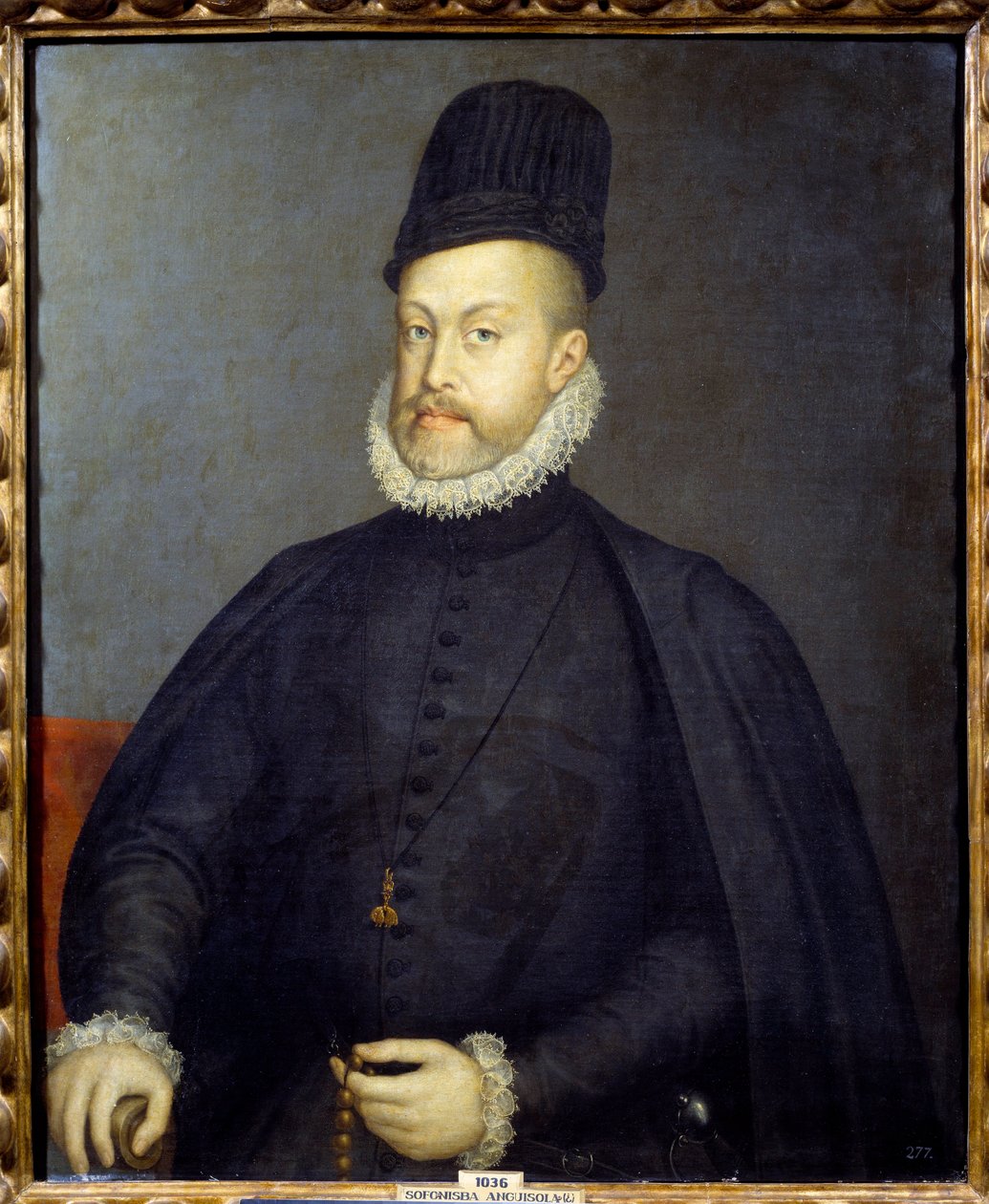 صورة لملك إسبانيا فيليب الثاني (1527-1598) لوحة رسمها سوفونيسبا أنجيسيولا أو أنغويسيولا (1540-1625) بواسطة سوفونيسبا أنجويسولا