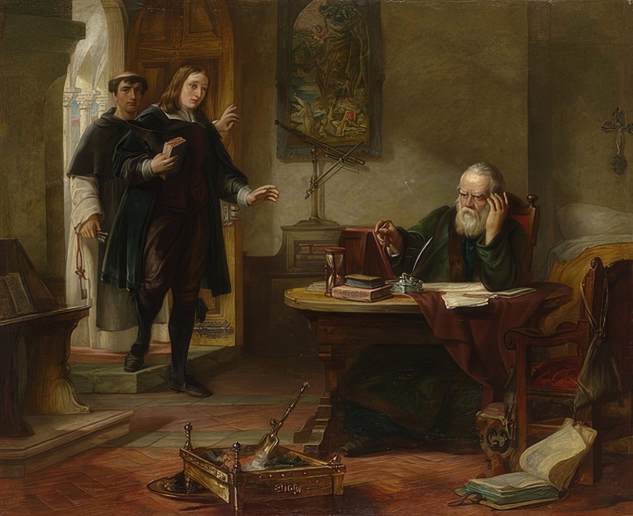 جون ميلتون يزور جاليليو جاليلي. 1847 بواسطة سليمان الكسندر هارت