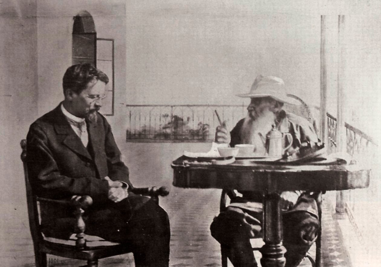 ليو تولستوي وأنطون تشيخوف ، مؤلفون روس ، 1902 بواسطة صوفيا أندرييفنا تولستايا