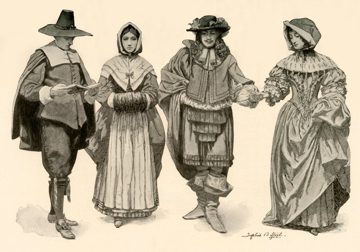 الملابس خلال الفترة 1620-1670 ، 1903 ، 1937. بواسطة صوفي بي ستيل