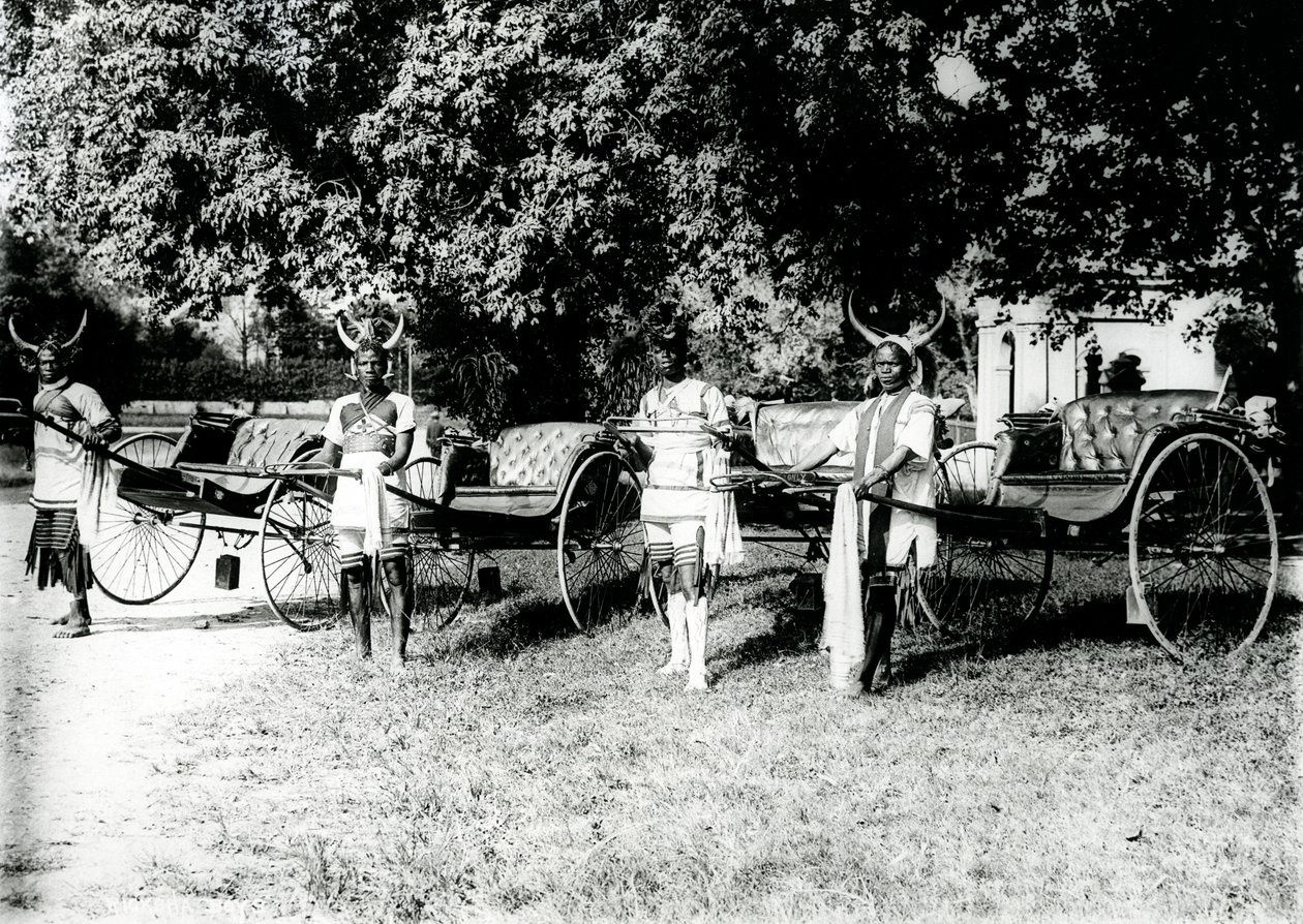سائقو زولو ريكا ، ديربان ، c.1897 بواسطة مصور جنوب أفريقي