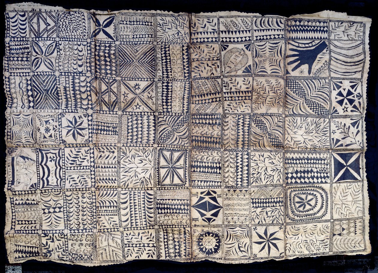 قماش Niue Tapa ، من جزيرة Niue ، c.1885 (الصباغ على قماش اللحاء) بواسطة جنوب المحيط الهادئ
