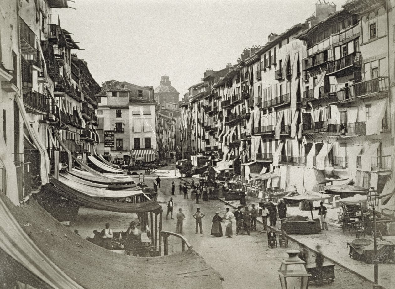 مشهد شارع برشلونة ، 1880s (طبعة زخرفية) بواسطة المصور الإسباني