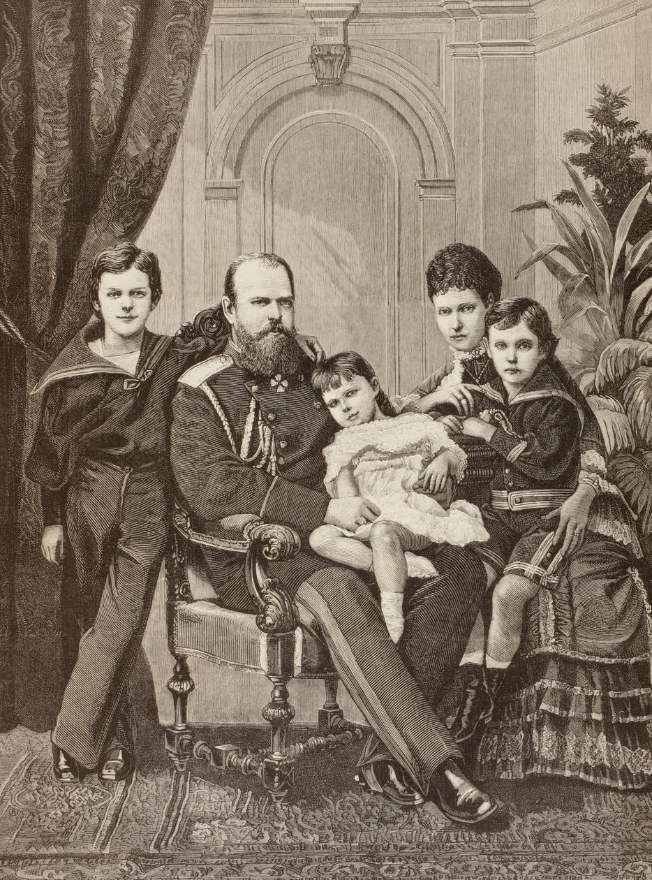 ألكسندر الثالث من روسيا وعائلته ، من "La Ilustracion Espanola y Americana" عام 1881 بواسطة المدرسة الاسبانية
