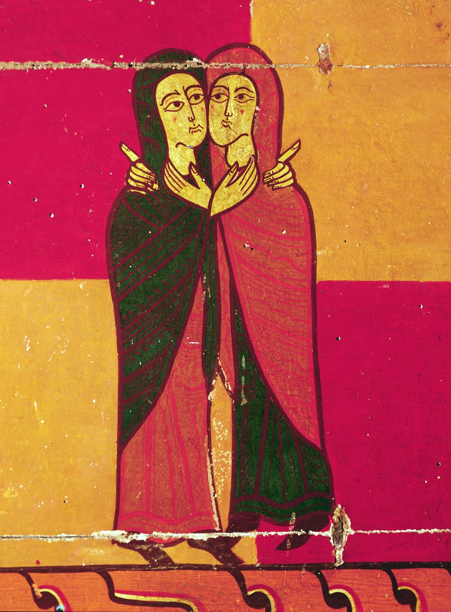 لوحة Altarpiece تظهر الزيارة بواسطة المدرسة الاسبانية