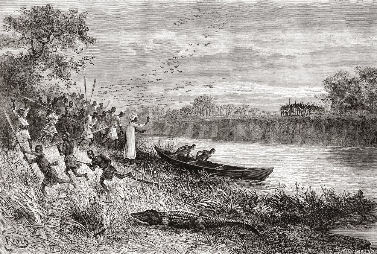 نهر رواها ، تنزانيا ، من "Africa Pintoresca" ، تم نشره عام 1888 بواسطة المدرسة الاسبانية