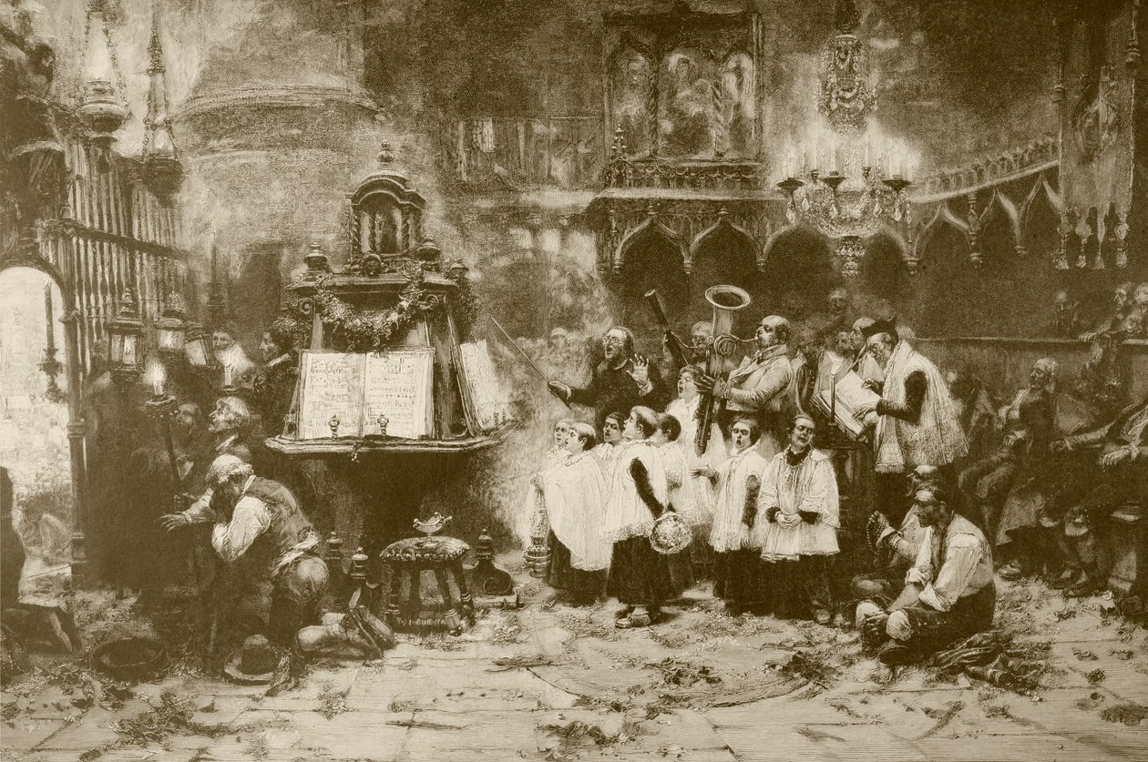 الكتلة العالية ، بعد لوحة من تأليف J. Benlliure ، نقشها M. Weber ، من `` Album Artistico &39;&39; ، تم نشرها عام 1890 بواسطة المدرسة الاسبانية