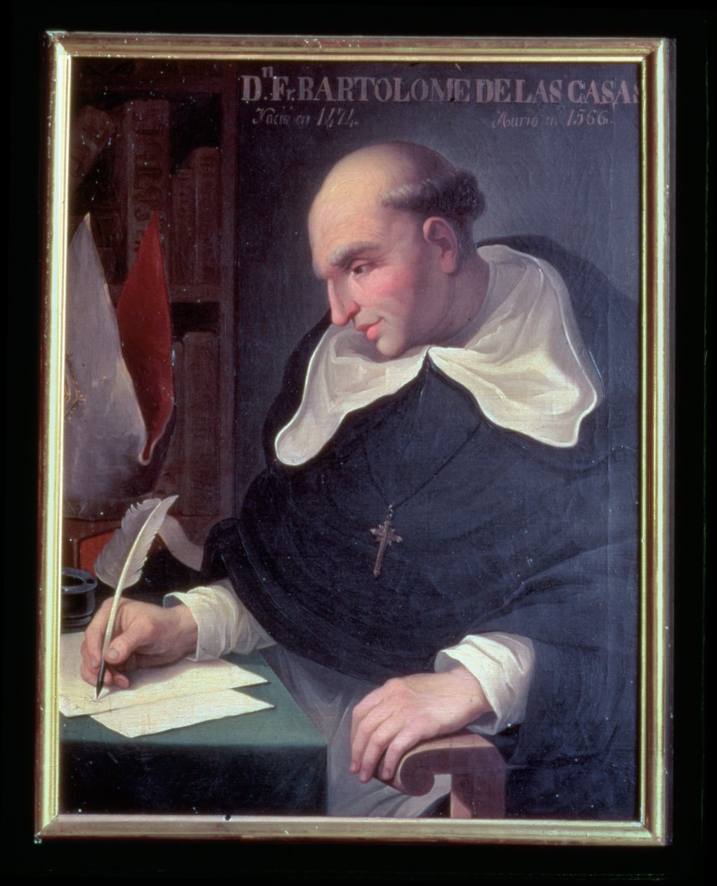 Bartholeme de Las Casas (1474-1566) (زيت على لوح) (انظر أيضًا 129762) بواسطة المدرسة الاسبانية