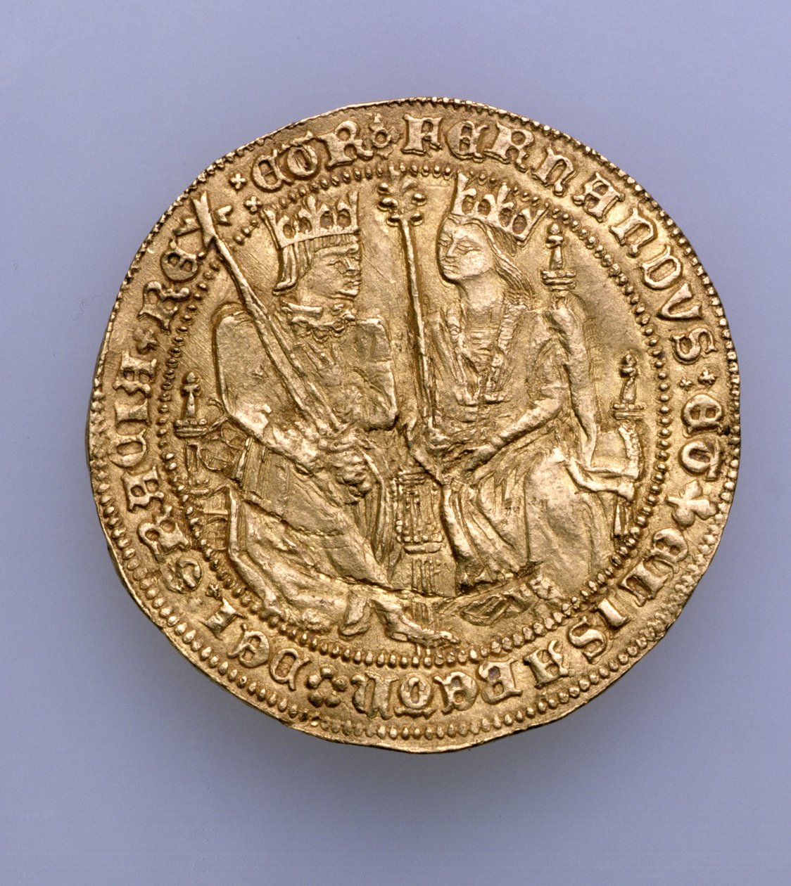 التفوق المزدوج لفرديناند الثاني من أراغون (1479-1516) وإيزابيلا قشتالة (1474-1504) ، إشبيلية النعناع ، 1475 (الذهب) (انظر 168056) بواسطة المدرسة الاسبانية