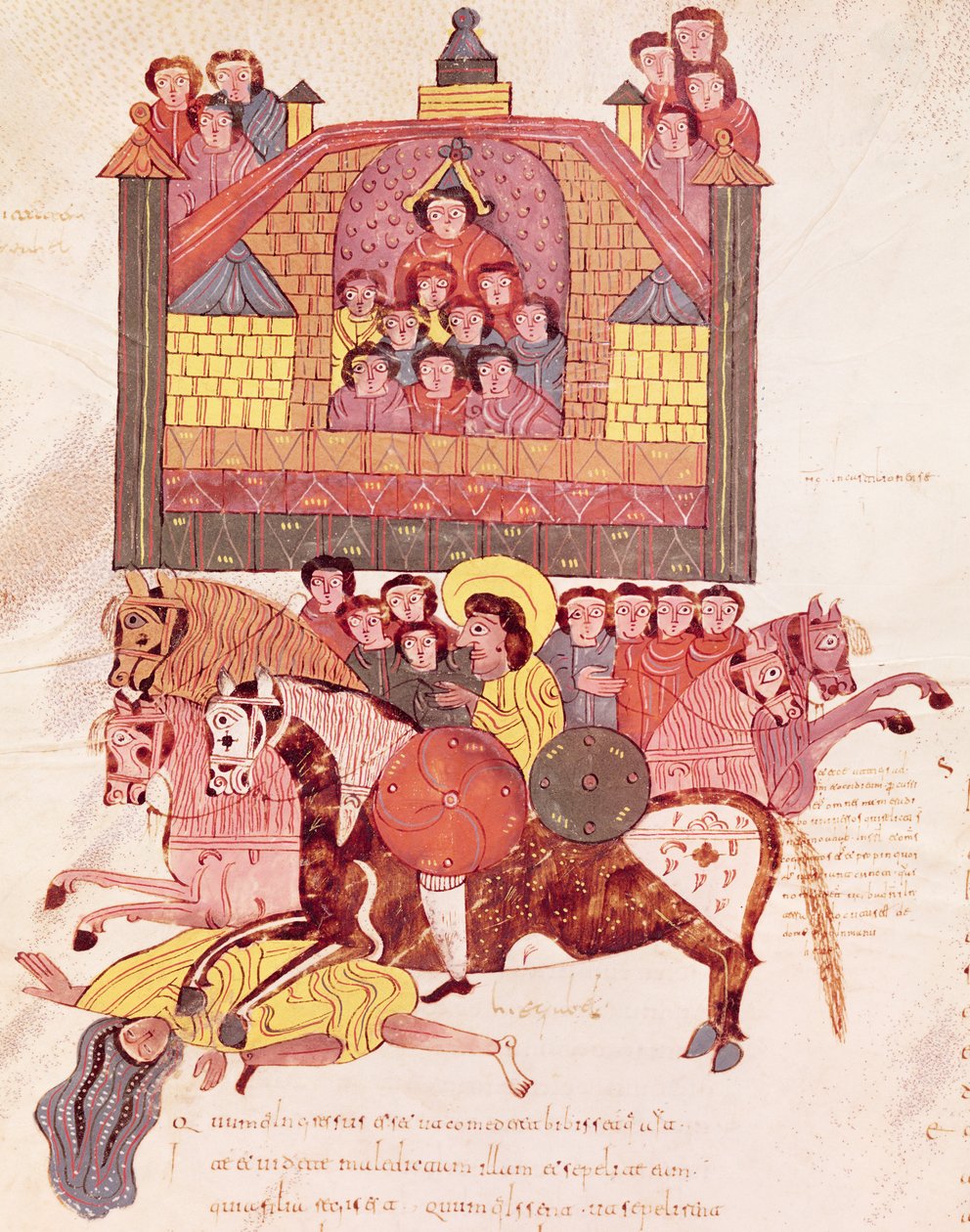 Fol.150v وفاة إيزابل ، من الكتاب المقدس موزارابي بواسطة المدرسة الاسبانية