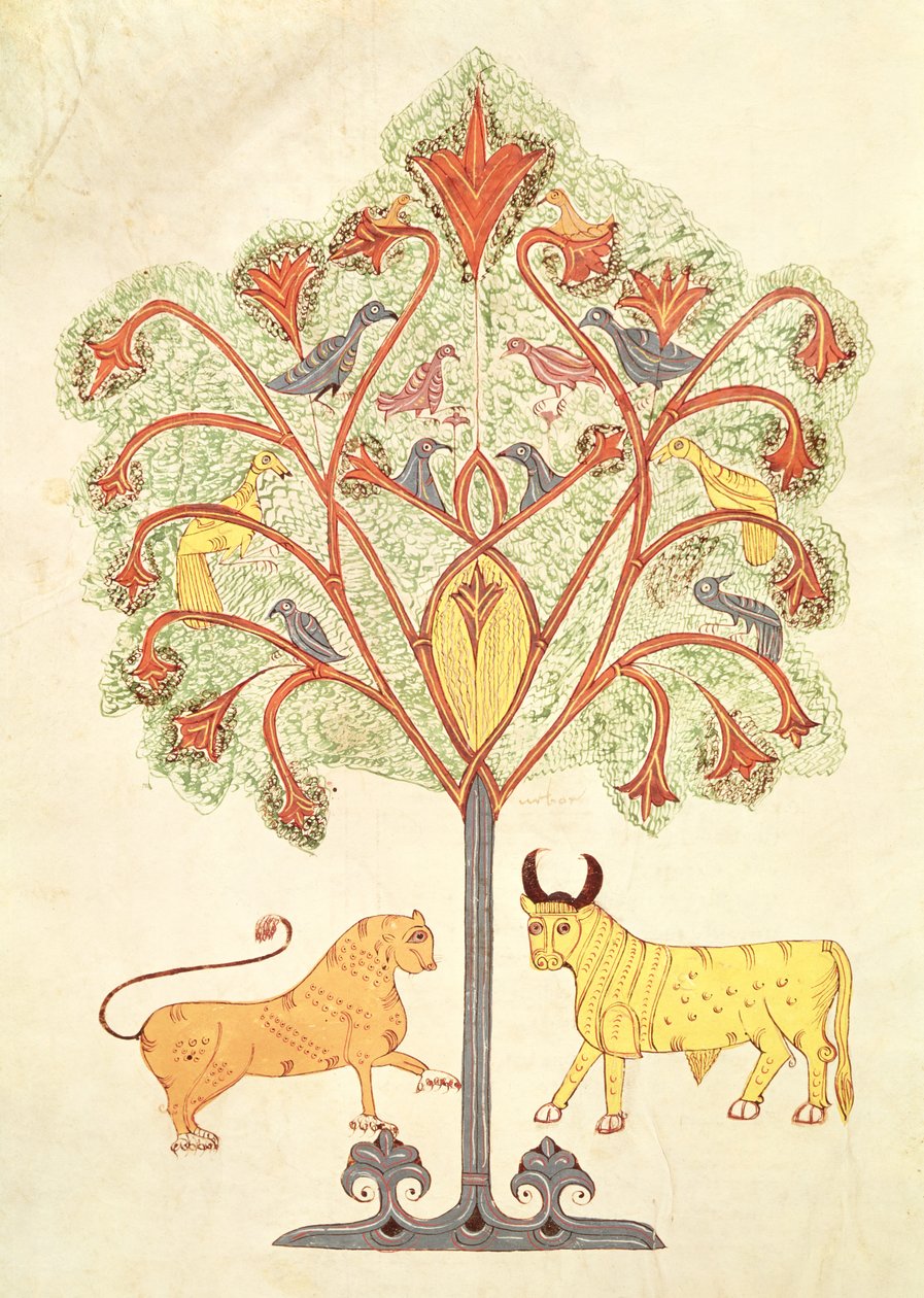Fol.319v حلم نبوخذنصر ، من الكتاب المقدس Mozarabe بواسطة المدرسة الاسبانية