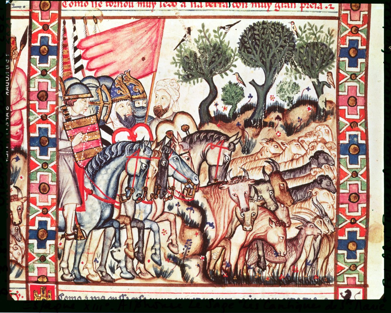 Fol.68v الأتراك والمورون يستعيدون أراضيهم ، من كانتيجاس دي سانتا ماريا بواسطة المدرسة الاسبانية