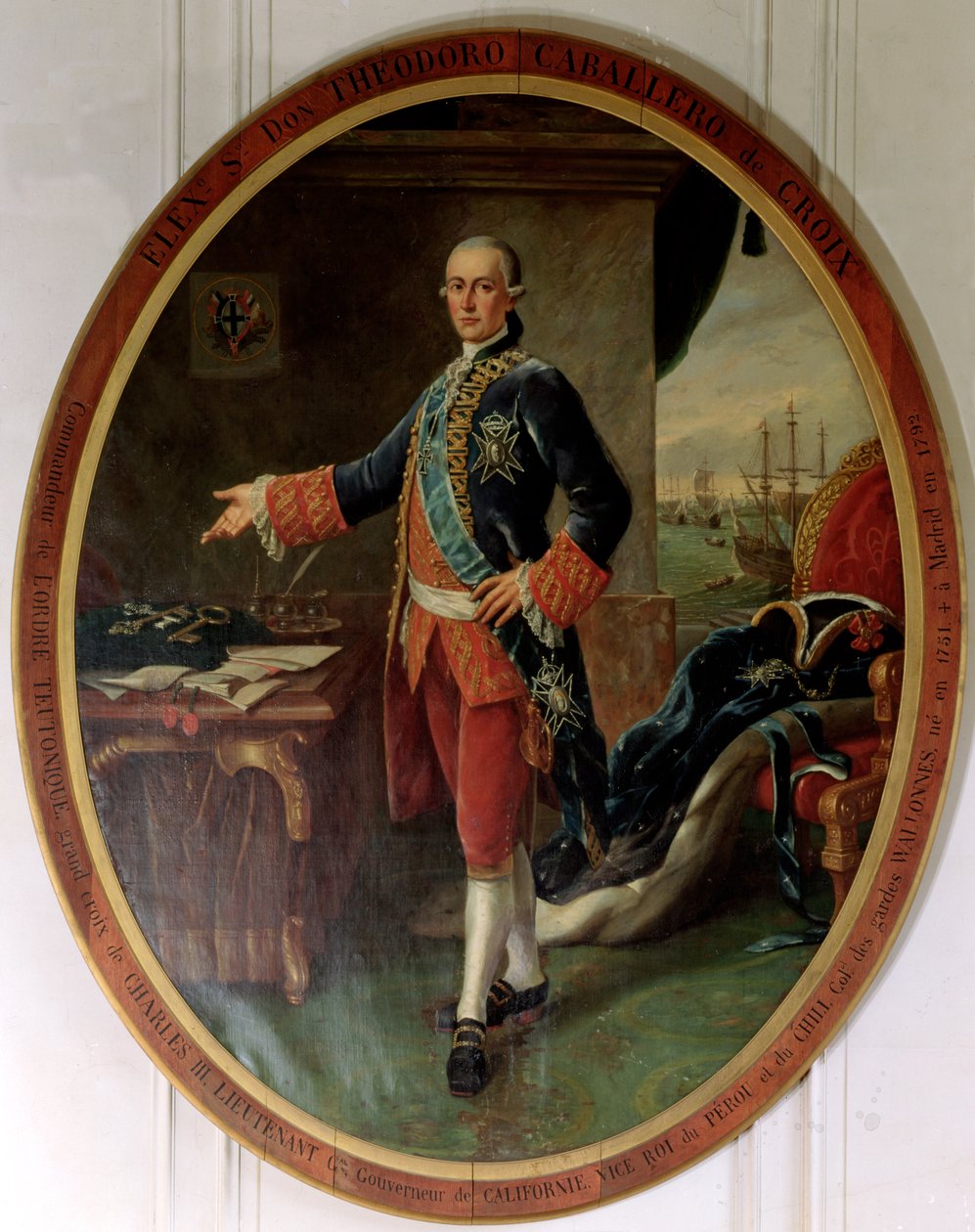 صورة لكاباليرو تيودورو دي كروا (1730-1792) نائب الملك في بيرو وشيلي بواسطة المدرسة الاسبانية