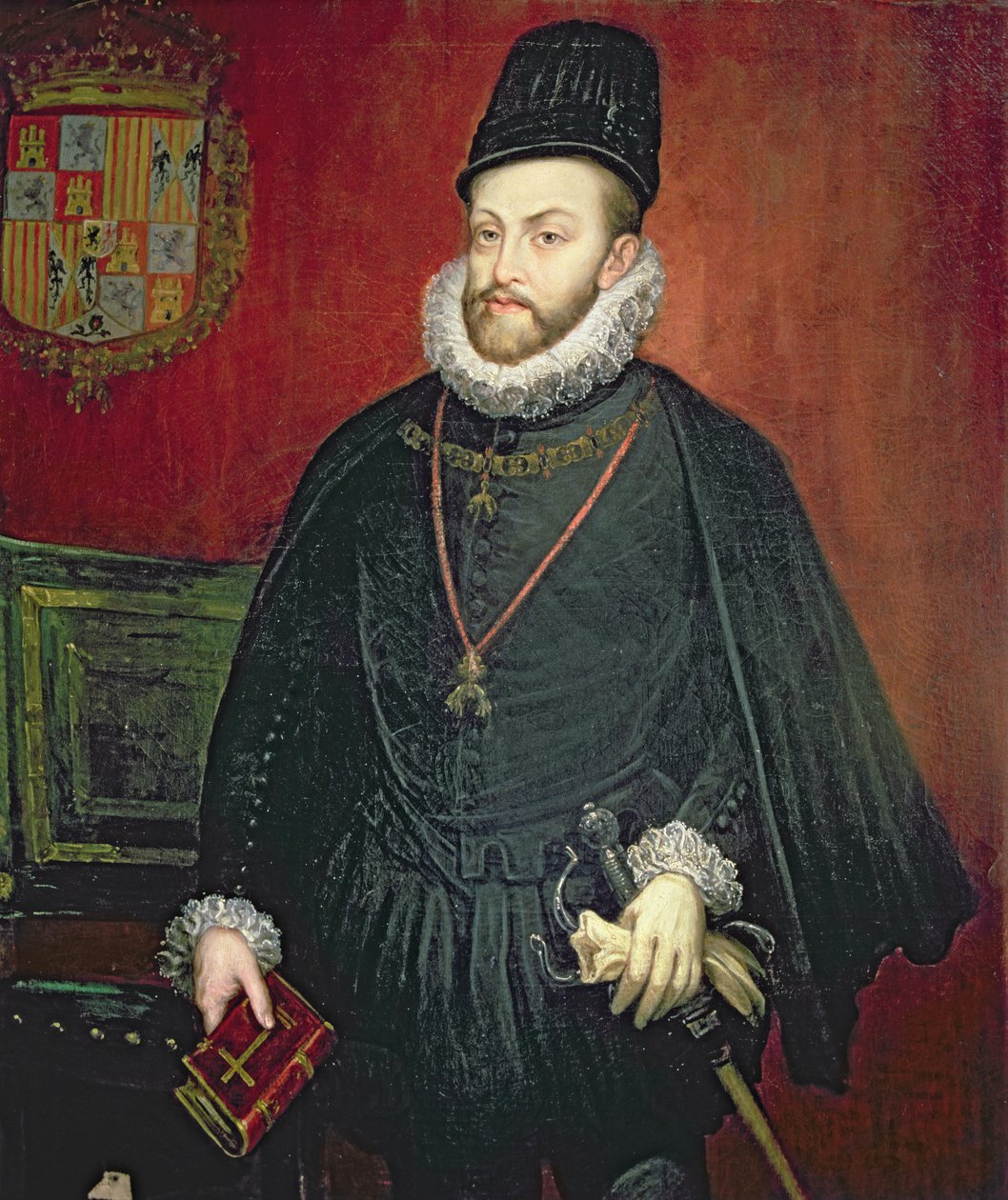 صورة لفيليب الثاني (1527-1598) ، ملك إسبانيا (س / ج) بواسطة المدرسة الاسبانية