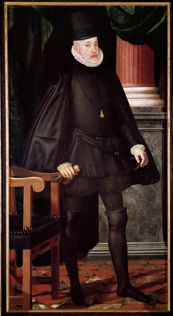 صورة لفيليب الثاني ملك إسبانيا (1527-1598) لوحة للمدرسة الإسبانية. القرن السادس عشر في مدريد ، متحف برادو بواسطة المدرسة الاسبانية