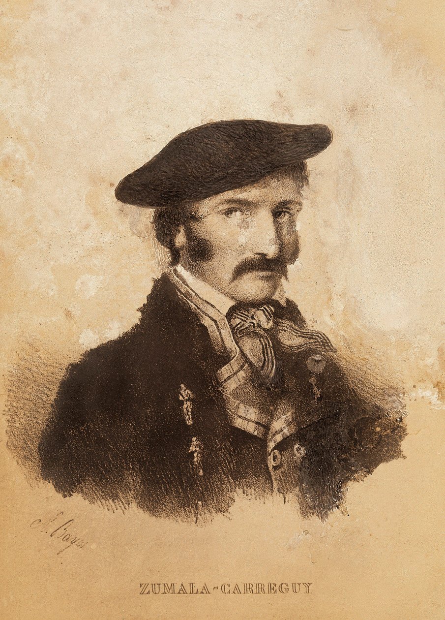 صورة لتوماس زومالا كاريغي (1788-1835) ، شخصية من الحملة الإسبانية أو حرب الاستقلال والحرب الكارلية الأولى (نقش) بواسطة المدرسة الاسبانية