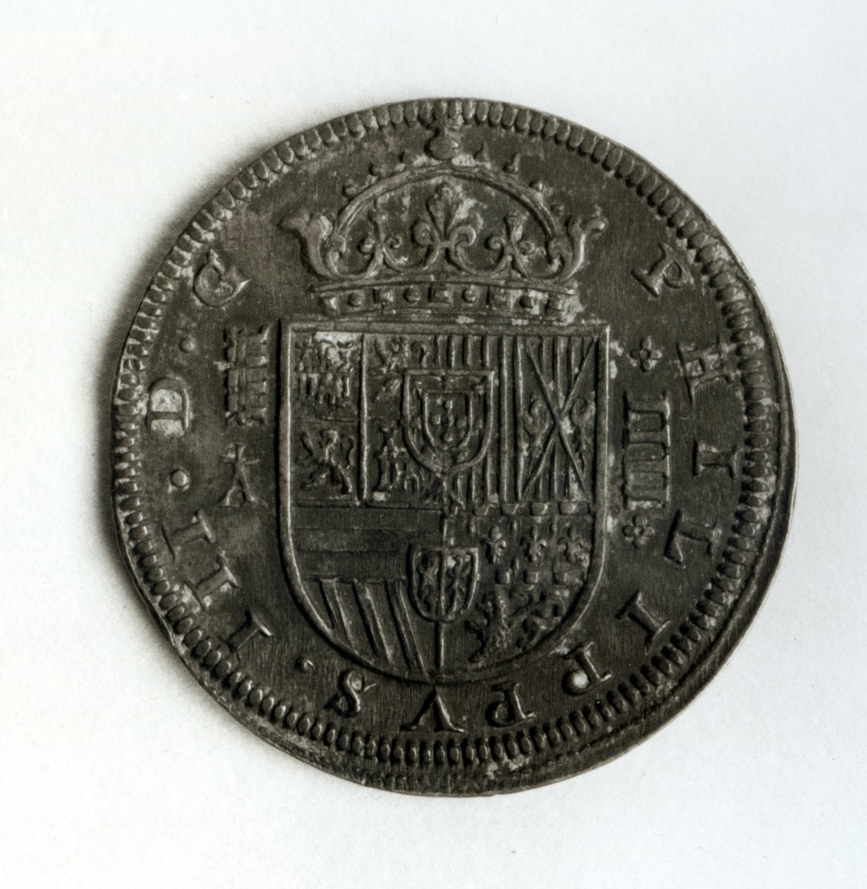 عملة تاج فضية من أربعة ريالات من عهد الأول فيليب الثالث من إسبانيا والبرتغال (1578-1621) (فضية) بواسطة المدرسة الاسبانية