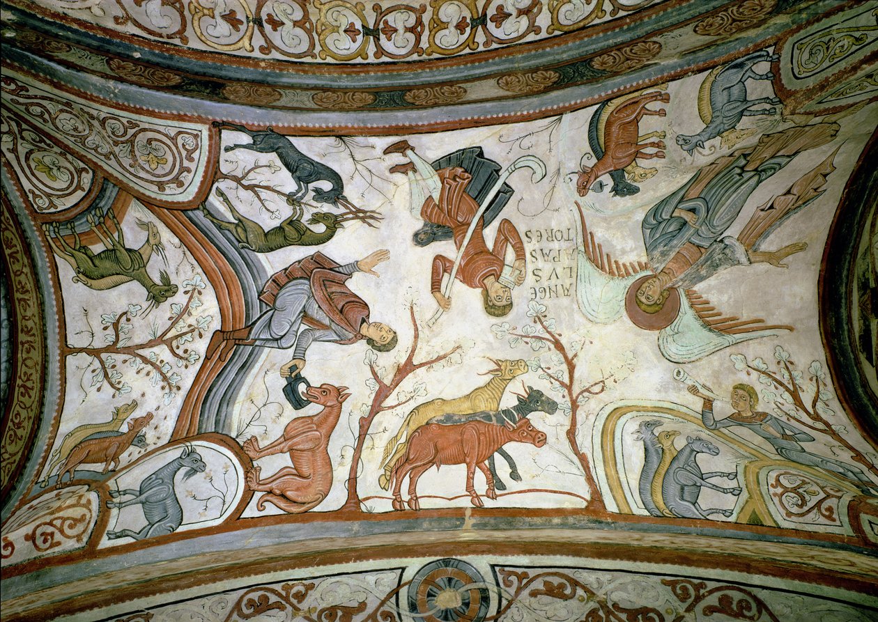 البشارة إلى الرعاة ، تفاصيل من قبو Panteon de los Reyes (Kings Pantheon) بواسطة المدرسة الاسبانية