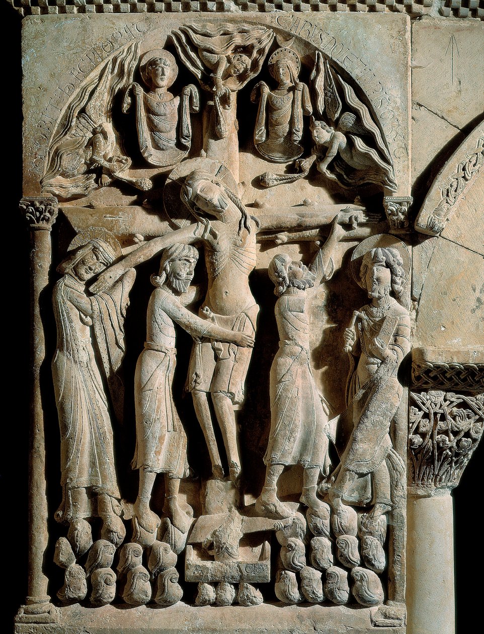 النسب من الصليب ، سيد القديس دومينيك دي سيلوس (القرن الثاني عشر). الإغاثة على الحجر بواسطة المدرسة الاسبانية