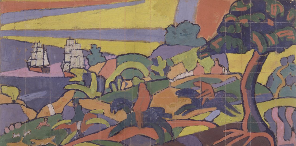 تصميم جدارية لصيد الغزلان في نادي مسرح كاباريه ، 1912 (زيت وطباشير على ورق) بواسطة سبنسر فريدريك جور