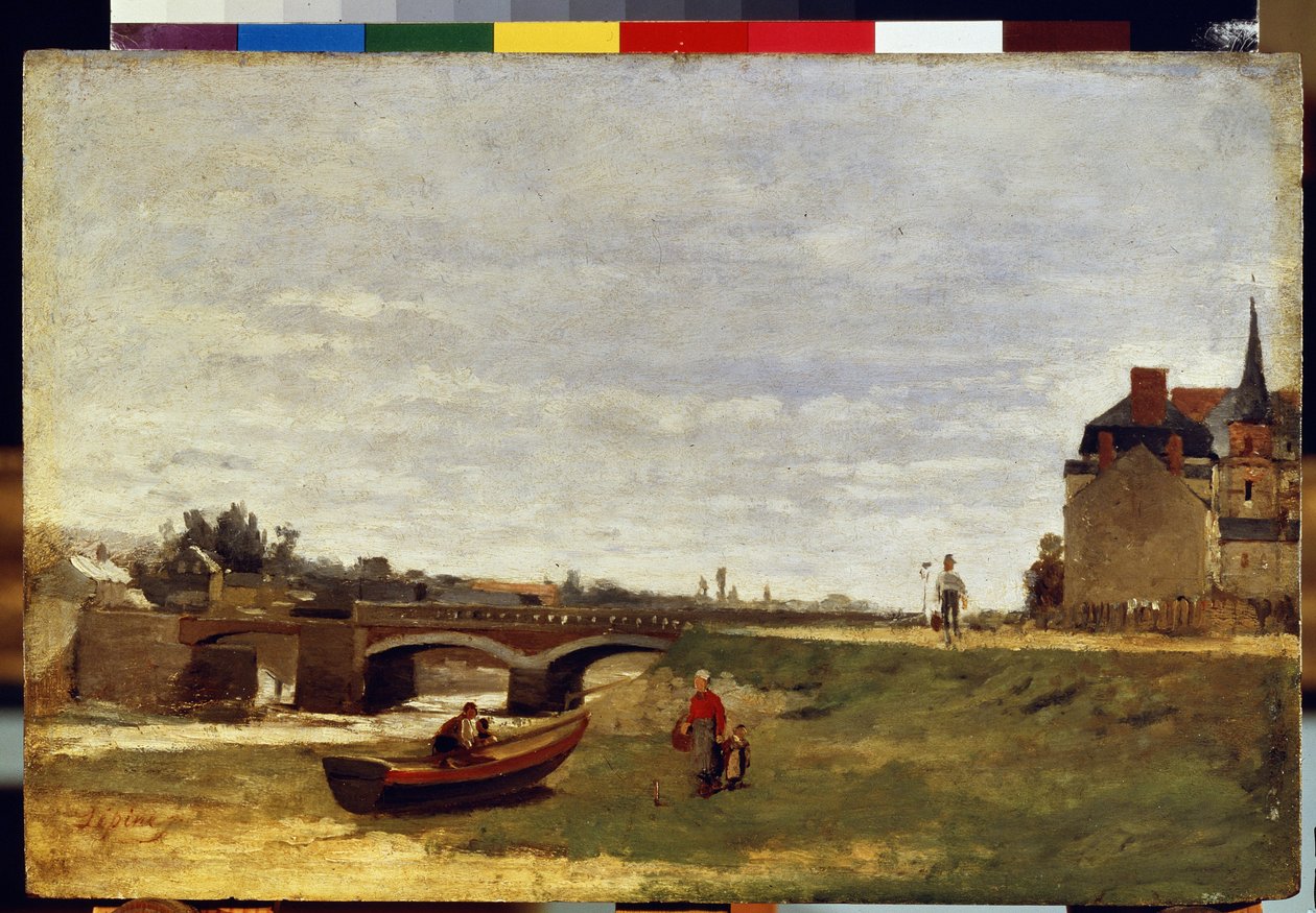 "" Paysage au pont "(منظر طبيعي بجسر) لوحة رسمها ستانيسلاس ليبين (1836-1892) 1870 تقريبًا خافت. 26x39.5 سم متحف هيرميتاج ، سانت بطرسبرغ بواسطة ستانيسلاس فيكتور إدوارد لبين
