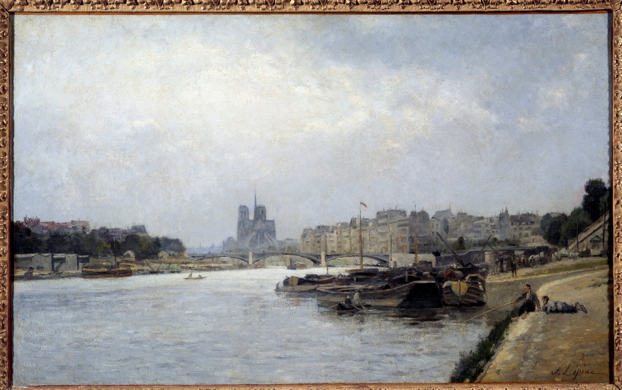 جزيرة Cite وجزيرة Saint Louis شوهدت من جسر Austerlitz لوحة لستانيسلاس ليبين (1835-1892) القرن التاسع عشر الشمس. 0،83x0،51 م باريس ، متحف كارنافالي بواسطة ستانيسلاس فيكتور إدوارد لبين