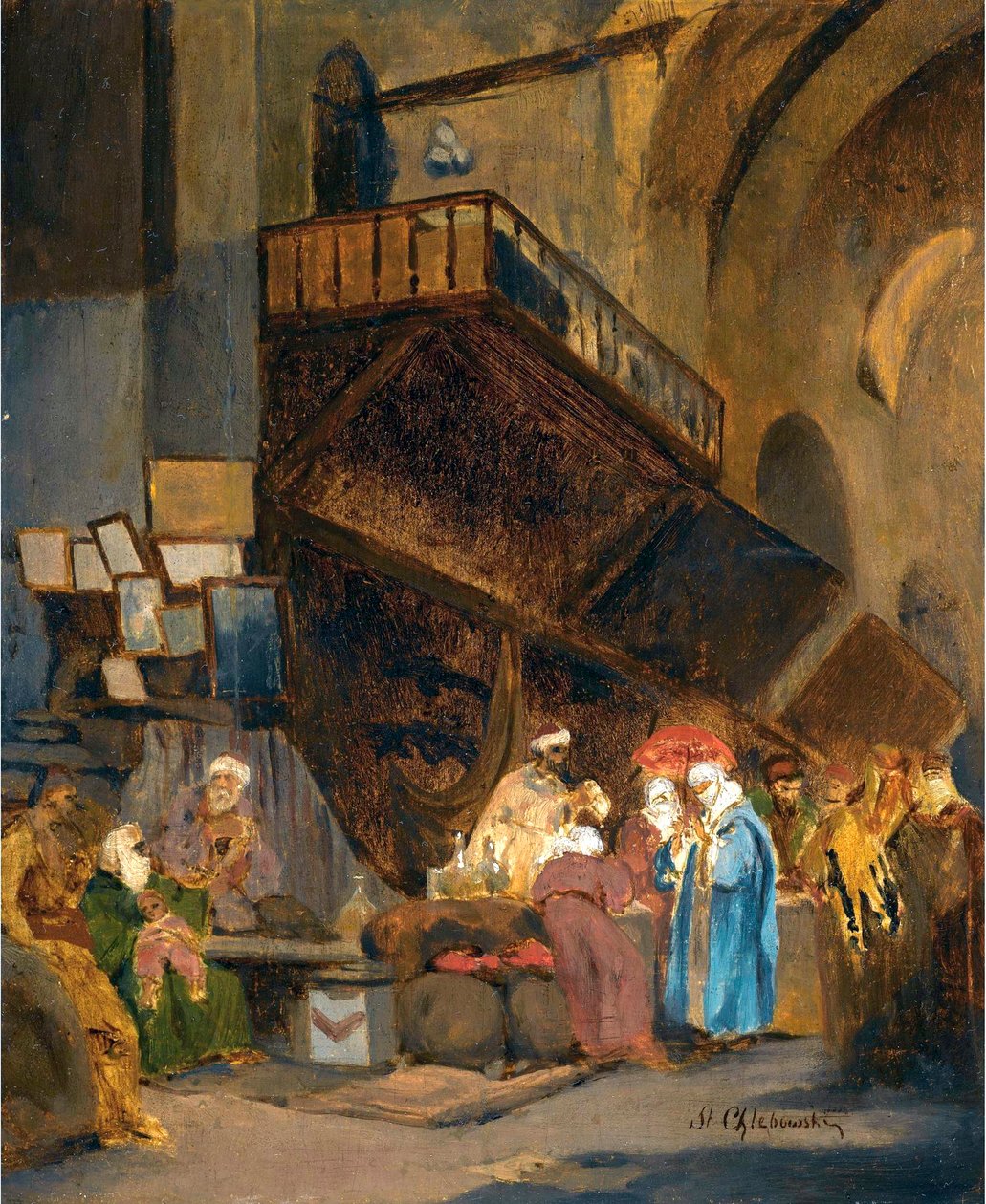 بازار القسطنطينية - Peinture de Stanislaw Chlebowski (1835-1884) ، الاستشراق - بازار في القسطنطينية - زيت على خشب لستانيسلاف خليبوفسكي (1835-1884) - 26 × 21 سم - مجموعة خاصة بواسطة ستانيسلاف Chlebowsky