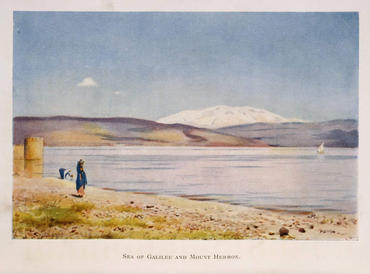 بحيرة طبريا باتجاه جبل حرمون (في سوريا) ، فلسطين 1906 بواسطة ستانلي ينشبولد